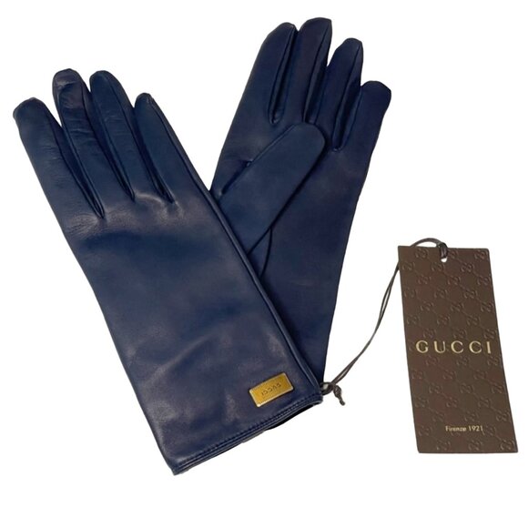 Gucci | Guanti Donna Nappa Leather Gloves in Navy - Picture 1 of 7